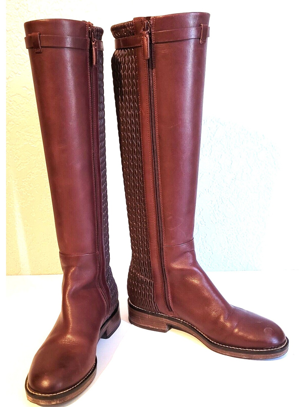 COLE HAAN GRAND 360 WOMEN'S KNEE HIGH LEATHER BOOTS, FULL ZIP, SIZE 5B